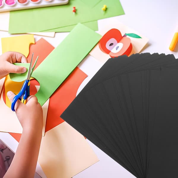 Sort A4 Kartonpapir 180Gsm Tykt Sort Papir 50 Ark til Kunst Maleri Tegning Lykønskningskort