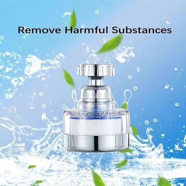 360° Rotating Faucet Filter Bathroom Faucet Filter Removes Heavy Metals Faucet Filter Cleaner with 2 Replaceable Filter Elements