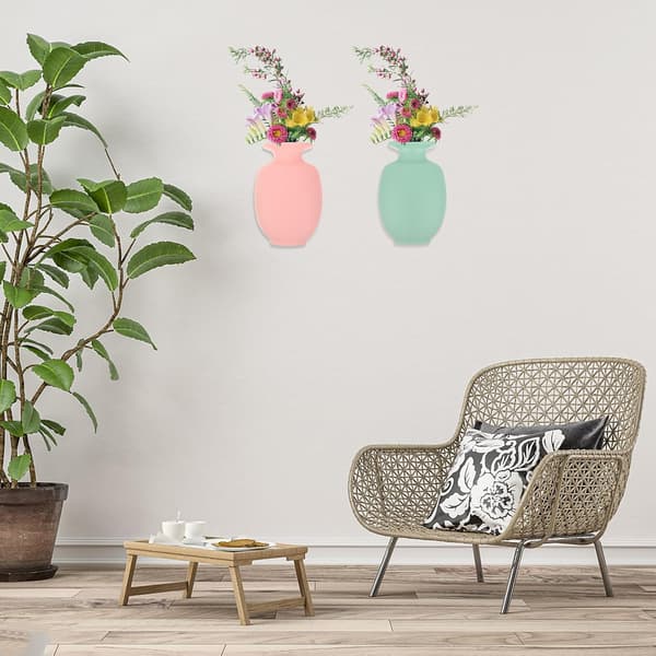 2 stk. vægmonteret vase i silikone, assorterede farver, blomstervase til stue og verandaer
