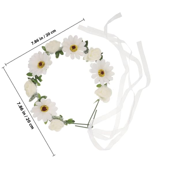 Hvit blomsterkrone i plast brudehodeplagg for kvinner
