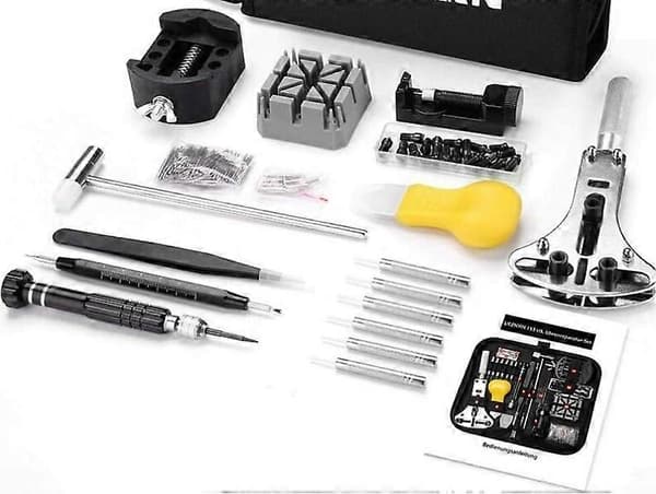 153 Professional Watch Tool Kit Adjustable Size Case Opener Screwdriver Strap Battery Replacement Tool Kit for Most Watches