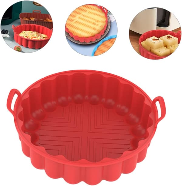 2 stk gjenbrukbar silikonmatte for airfryer, for airfryer innergryte, non-stick bakematte