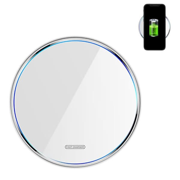 Wireless Charger, Qi 15W Inductive Charging Station, White