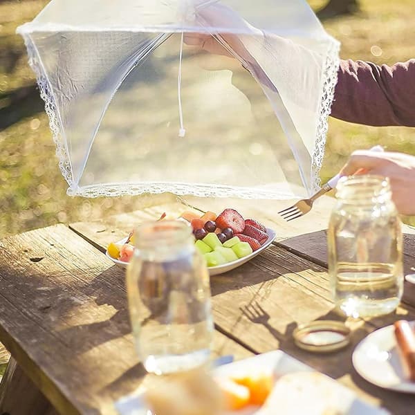 Stort matskydd - Nät - Tält - Vikbart paraply - 30 cm matförvaringsskydd - Picknick - Utomhus - Flugor - Myggor - Insekter