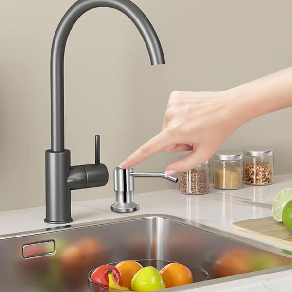 Oppvaskmiddelpumpe for vask, integrert såpedispenser, 350ml/500ml flytende såpeflaske - Oppvaskmiddelpumpe, 360-graders rotasjon