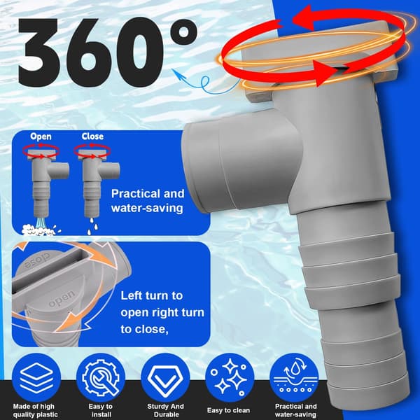 Pool Maintenance/Shut-off Valve, 2 Pool Valves, Pool Shut-off Valve, 32/38mm Pool Hose, Above Ground Pool Pump