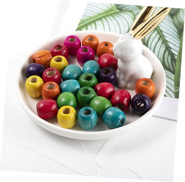 200 stk. store træperler i assorterede farver til dreadlocks, fletninger, hårextensions, DIY-tilbehør