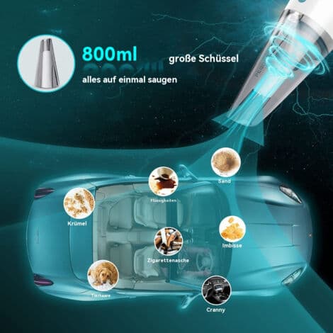Portable Car Vacuum Cleaner, 9000 Pa, with 3.8m Cable, Sky Blue (DB)