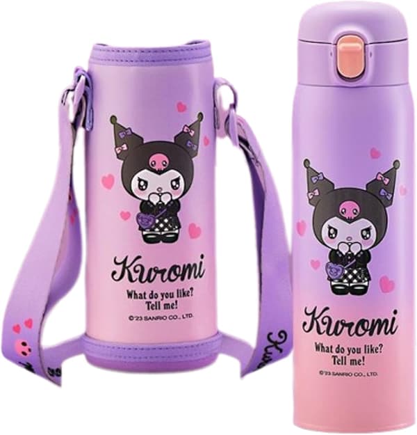 Kuromi Isolert Vannflaske i Rustfritt Stål med Veske 480ml