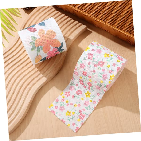 Floral Print Toilet Paper, Standard Roll, 2 Rolls, Decorative Pattern, Soft Absorbent Paper