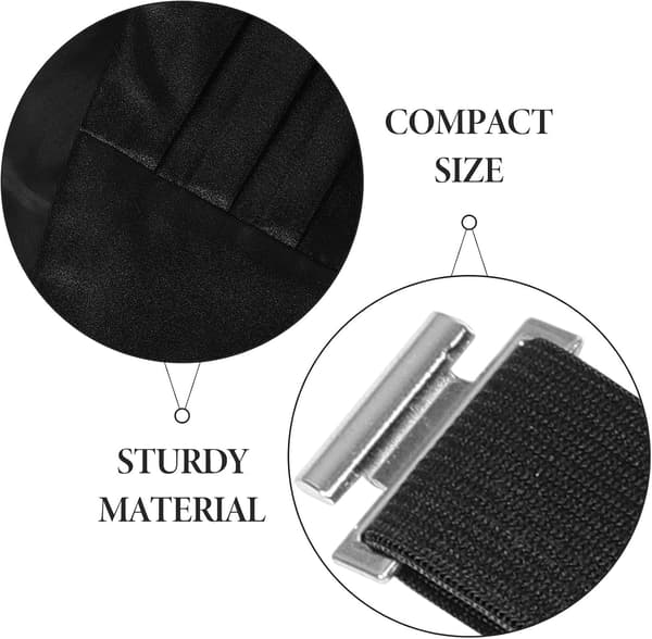 3 stk. svart sateng justerbar smokingmagebelte for menn med spenne