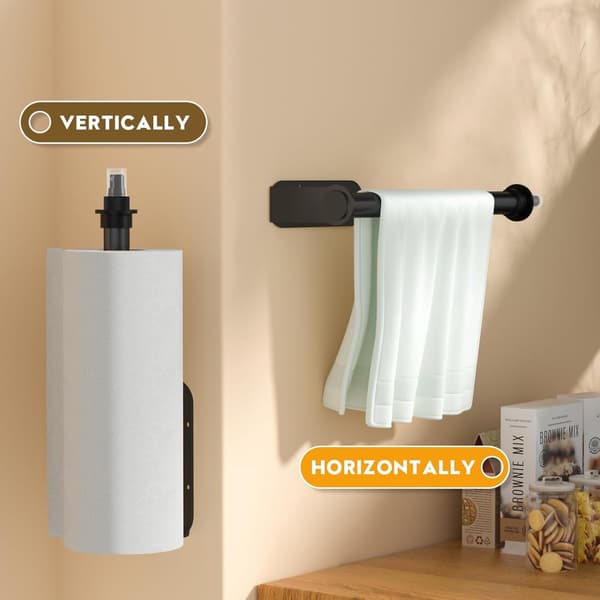 Hanging Kitchen Roll Holder - Kitchen Roll Holder with Spray Bottle - Self-Adhesive Kitchen Roll Holder - Stainless Steel Hanging Kitchen Roll Holder