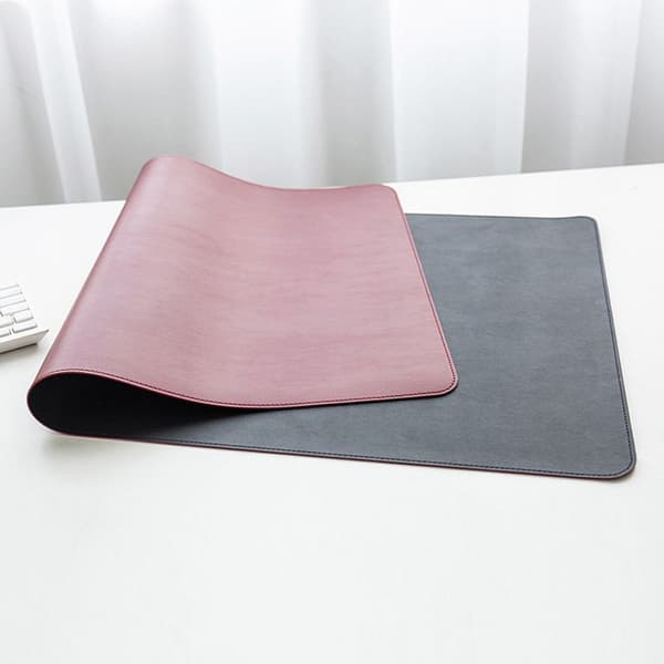 Leather Desk Pad Protector, Office Desk Mat, Mouse Pad, Black + Red