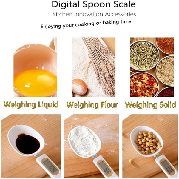Digital Kitchen Scale with Spoon Scoop Spoon Scale 500g/0.5g Cooking White white