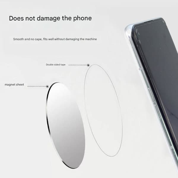 1 stk Sølvmagnetsensorlampe - Magnetisk sensorlampe - Jernplade med selvklæbende magnet - Tilbehør til mobiltelefonholder 25mm*0.3mm