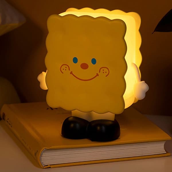 Nattlampe, skrivebordslampe, LED-kjeksdesign, USB-ladefunksjon for hjem KLB