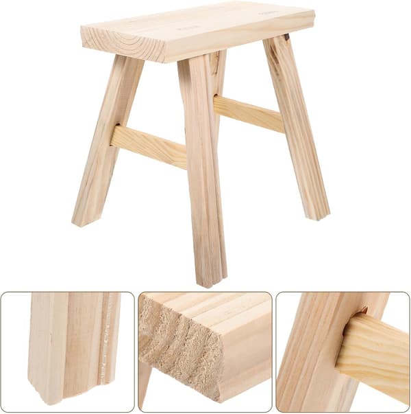 Small Wooden Stool Cute Step Stool 24 x 15 x 22 cm Wood Material Retro