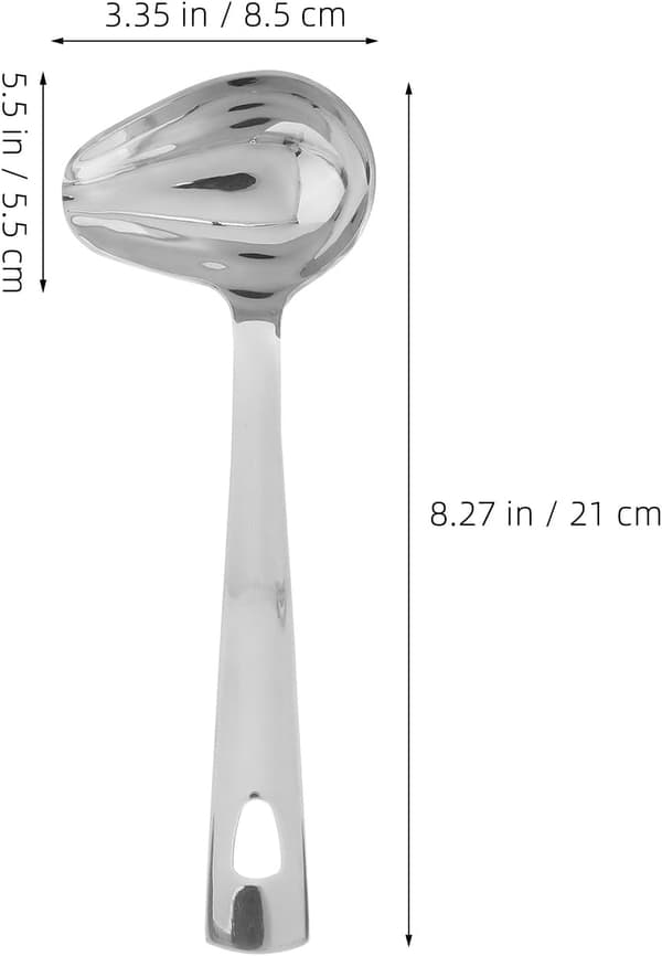 Stainless Steel Sauce Spoon with White Handle, Dishwasher Safe