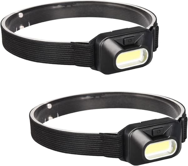 2 stk Lettvekts LED-hodelykter - Kraftig Profesjonell Hodelykt for Voksne og Barn, Mini COB AA Hodelykt