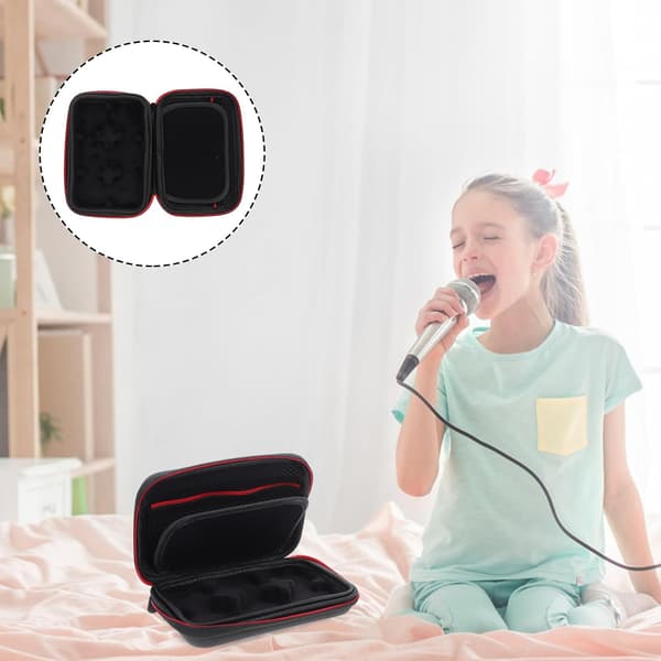 Wireless Microphone Bag, Black Canvas Microphone Storage Pouch with Shockproof Protection