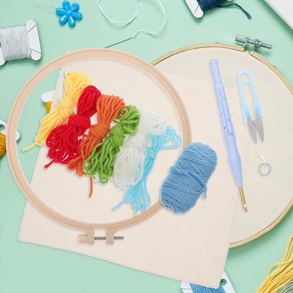 DIY Embroidery Kit for Beginners 20 cm Round Frame, Embroidery Form Thread