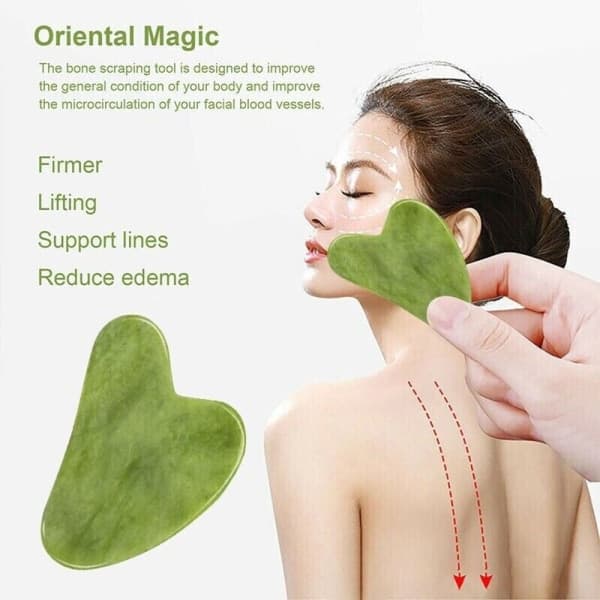 2 st Jade Gua Sha-bräda Gua Sha Skrapningsmassageverktyg Ansikte