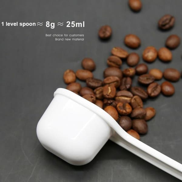 10-pack halvautomatisk kaffemaskin rengöringsborste kaffebönssked (vit)