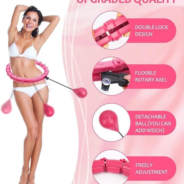 Smart Hula Hoop med 24 Avtakbare Lenker, Vektkuler for Vekttap og Trening