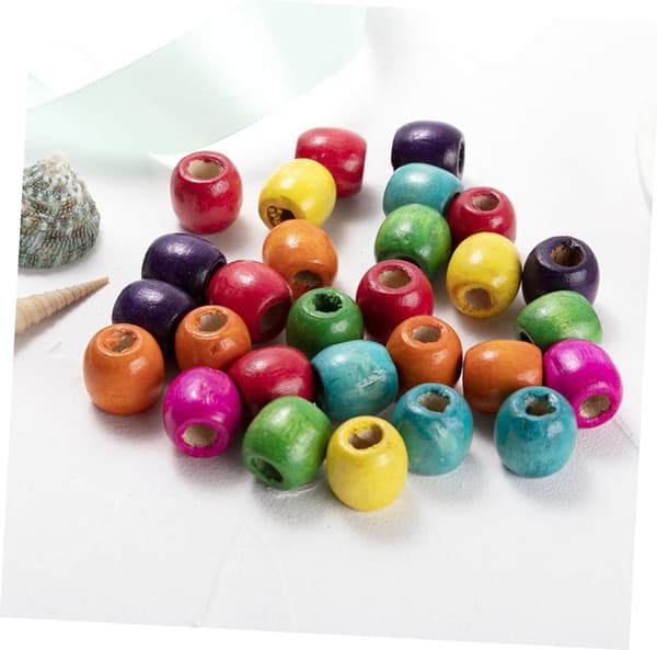 200 stk. store træperler i assorterede farver til dreadlocks, fletninger, hårextensions, DIY-tilbehør