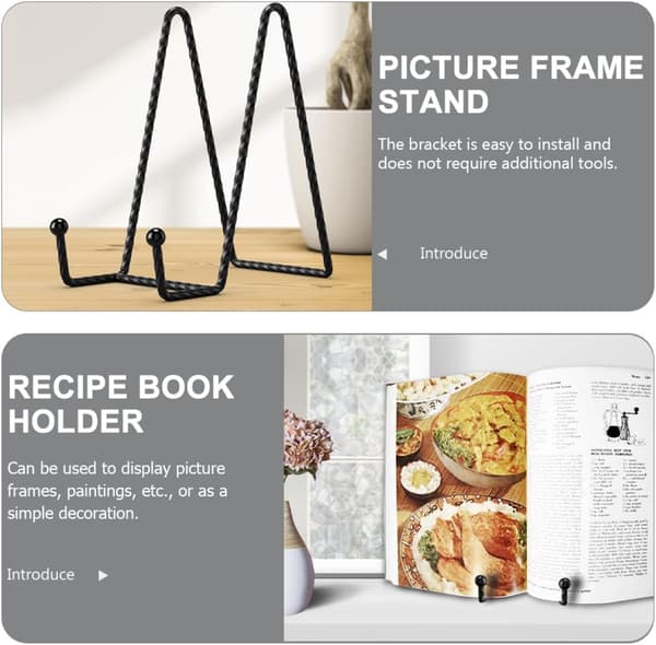 2 Pieces Display Stand Iron Plate Holder Easel Black Simple Design Craftsmanship Break Resistance Versatile
