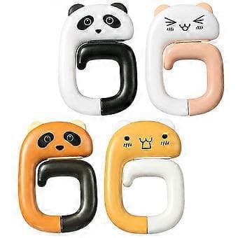 4 st Böjbara och Vikbara Panda Krokar Nyckelring Krok Väskkrok för Hemmakontor