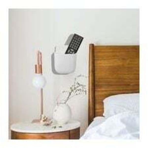 3-piece remote control holder, wall-mounted multimedia organizer, TV remote control storage box (white)