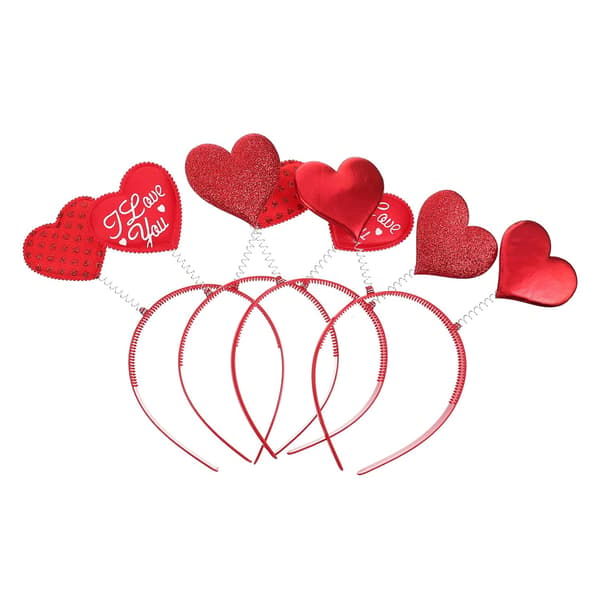 4 stk. røde hjerteformede hårbånd Valentinsdag hårtilbehør festdekoration dekorative bøjler til kvinder
