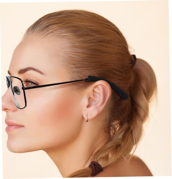 Knitted Glasses Frame End Tips Sleeves Cushions Black 2 Pairs Glasses Ear Grips Holders Soft Protective Covers