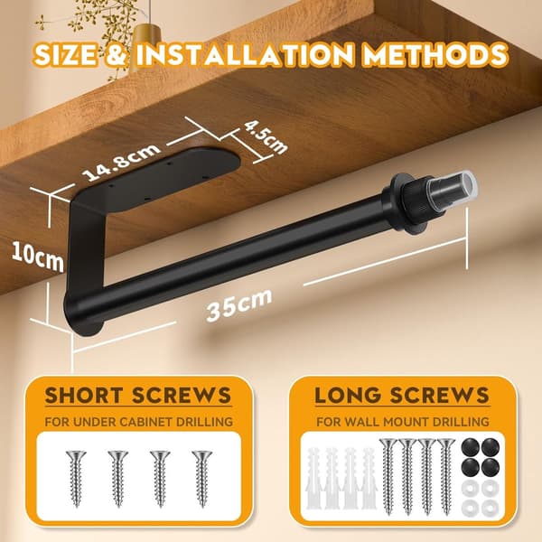Hanging Kitchen Roll Holder - Kitchen Roll Holder with Spray Bottle - Self-Adhesive Kitchen Roll Holder - Stainless Steel Hanging Kitchen Roll Holder
