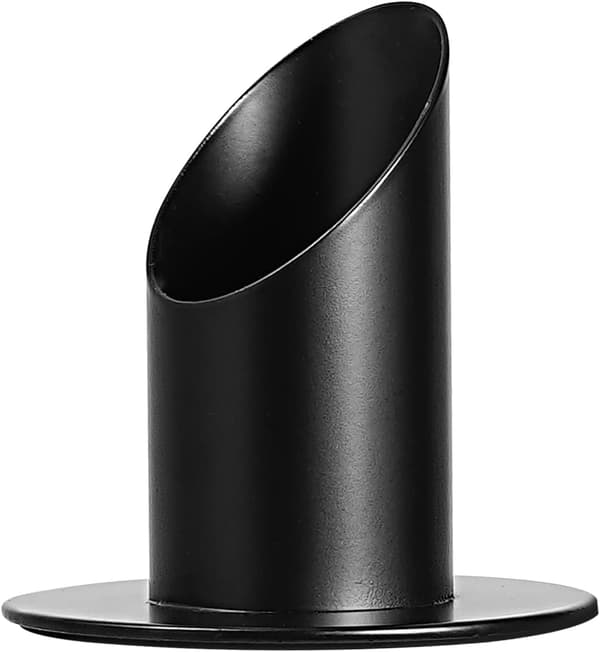 Lysestake (svart, 4 cm), nattverdslys, metall lysestake