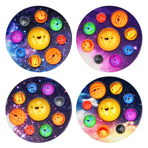 4-pack Galaxy Dimple Poppet Fidget-leksak Rymd Dimple Planet-leksaker S
