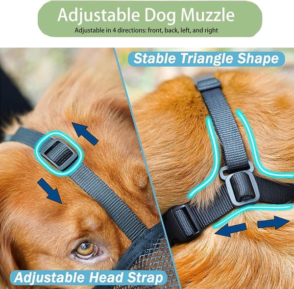 Dog Muzzle, Breathable Pet Mask Dog Training Muzzle for Small, Medium, Large Dogs (L)