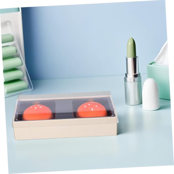 2 stk. pudderkvast, makeupsvamp, puff, makeupapplikator, svamp, brødformet, våd og tør til foundationpudder