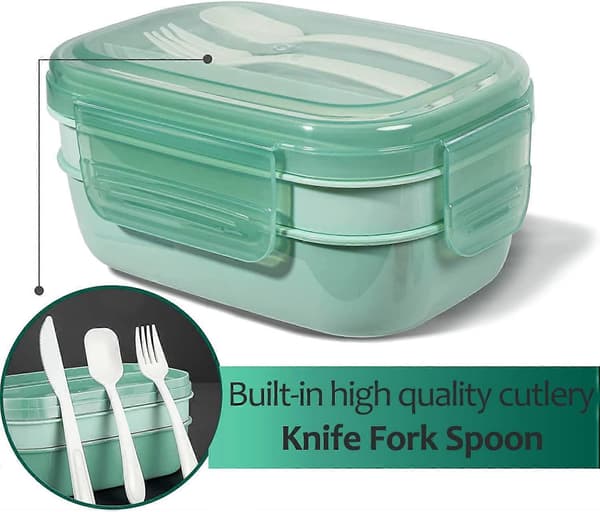 Stackbar Bento Box Matlåda 3-i-1 Fack, Helt Läcksäker, 1900ml Stor Bento Matlåda för Måltidssnacks, Diskmaskin- och Mikrovågssäker