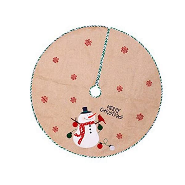 Christmas Tree Skirt Christmas Tree Ornament Grid Style Soft Christmas Tree Mat Santa Claus Pattern