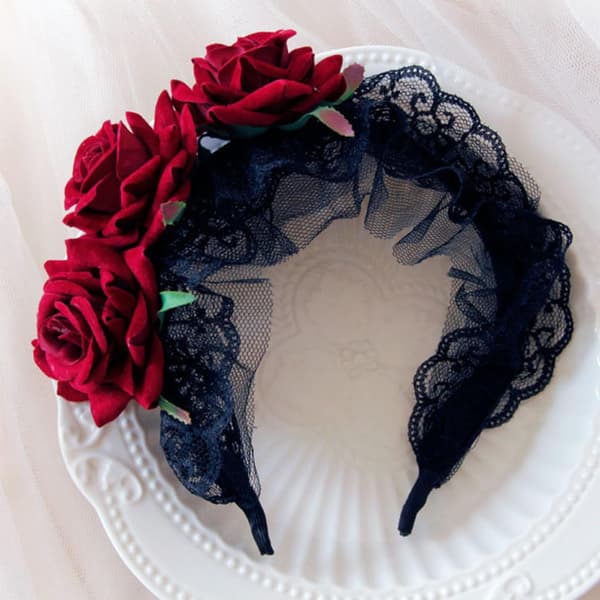 Gotiskt pannband spetsblomma håraccessoar för Halloween Cosplay