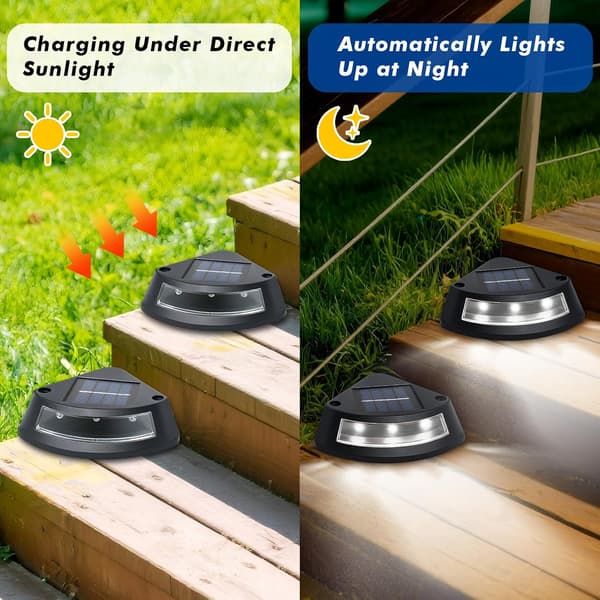 Solcellslampor Utomhus Trappor, 4-pack IP65 Vattentäta Solcellslampor Utomhus Trädgård, Vit LED Trappbelysning