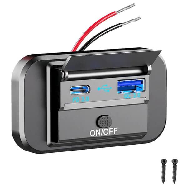 12-24V QC3.0 PD3.0 Porter Lader med Bryter Lading USB Strømpanel for Motorsykkel Bil Lastebil ATV
