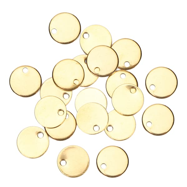 20 stk runde anheng i rustfritt stål DIY hundemerker med hull smykkefremstillingstilbehør gull 10 mm