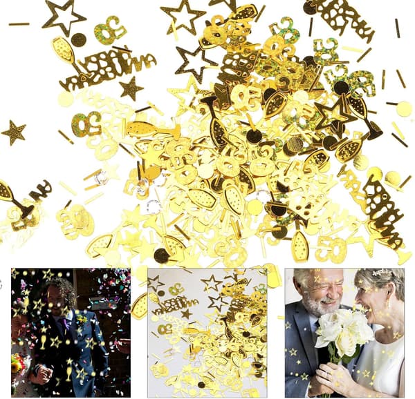 3-pack Mixed Confetti Happy Anniversary Confetti Sequins 50th Anniversary Golden PVC Delicate