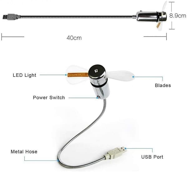 LED USB-kellotuuletin reaaliaikaisella näytöllä, USB-kellotuuletin