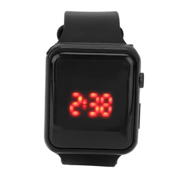 Sport Watch LED Screen Square Shape Backlight Design Digital Kids Watch for Leisure Activities Black
