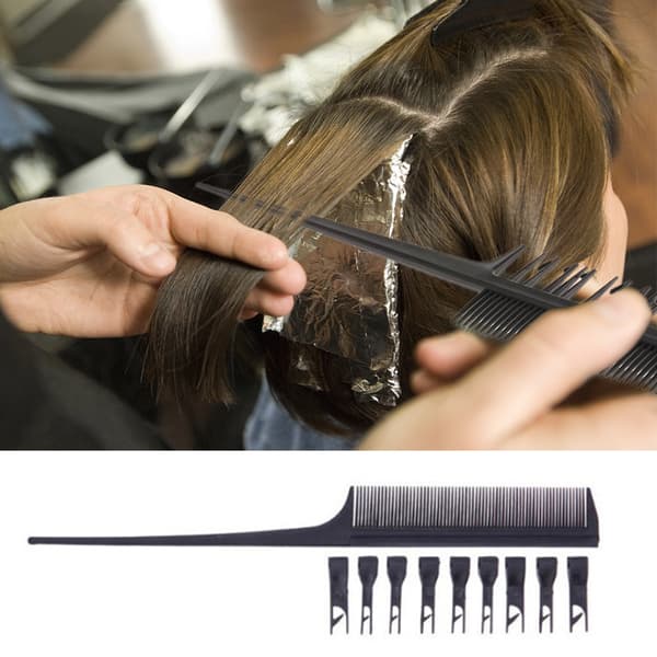 Adjustable Sectioning Weaving Comb Professional 2-Sided Hair Dyeing Comb Weaving Clip Brush Salon Hair Coloring Styling Tool