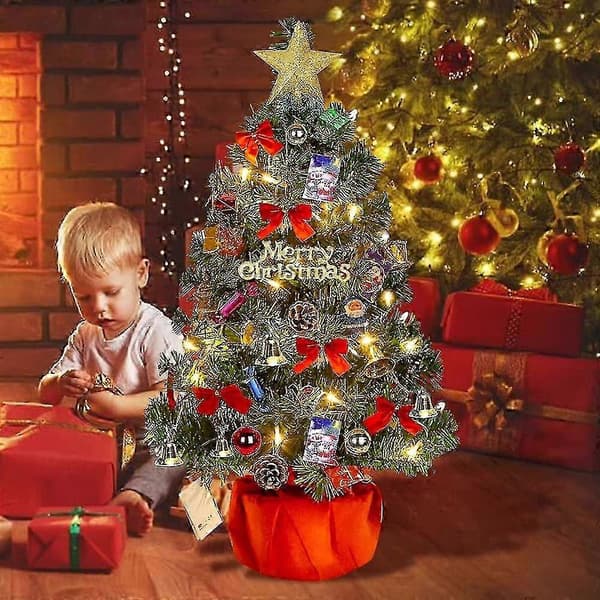 Christmas Tree 60 cm, Artificial Christmas Tree, Mini Christmas Tree With Illuminated Garland And Decorations